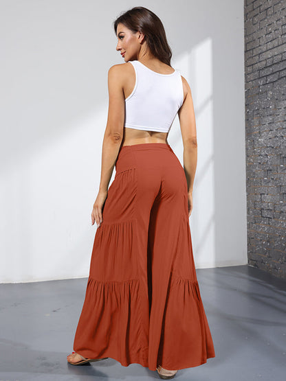 11 Colors Simple High Waisted Solid Color Casual Wide Leg Pants by migunica