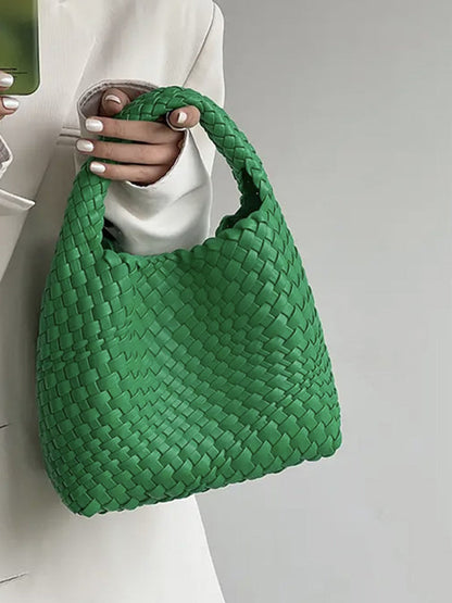 Solid Color Woven Bags Handbags by migunica