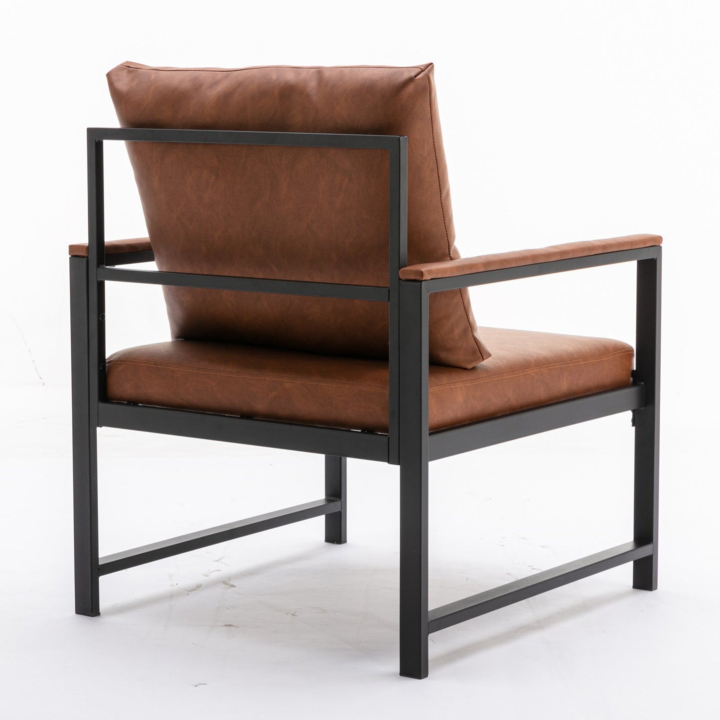 Modern Faux Leather Accent Chair with Metal Frame by Blak Hom