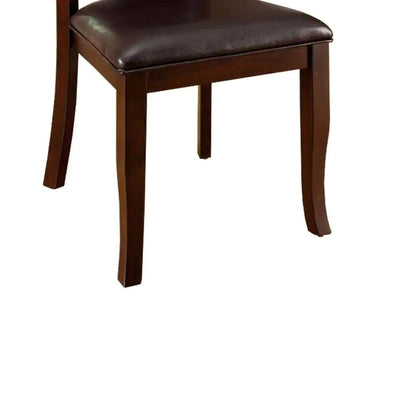 Transitional Dining Room Side Chairs Set of 2 Chairs only Dark Cherry / Espresso Padded Leatherette Seat