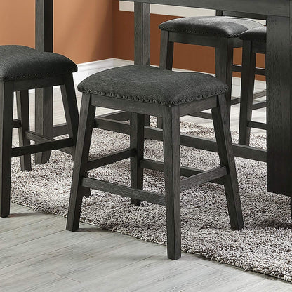 Modern Contemporary Dining Room Furniture Chairs Set of 2 Counter Height High Stools Grey Finish Wooden Foam Cushion Seat