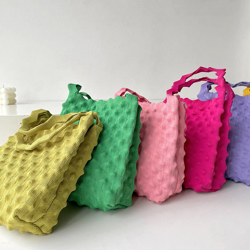 Urban Solid Color Bags Accessories Woven Handbags by migunica