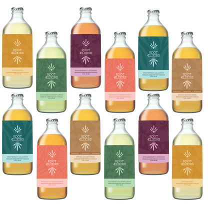 Root Elixirs Mix & Match 12 pack Bottles | Root Elixirs Sparkling Premium Cocktail Mixers 12 Bottles 12 oz by Farm2Me