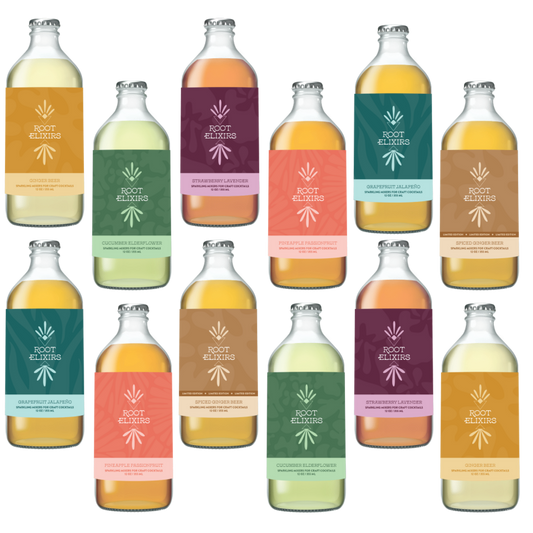 Root Elixirs Mix & Match 12 pack Bottles | Root Elixirs Sparkling Premium Cocktail Mixers 12 Bottles 12 oz by Farm2Me