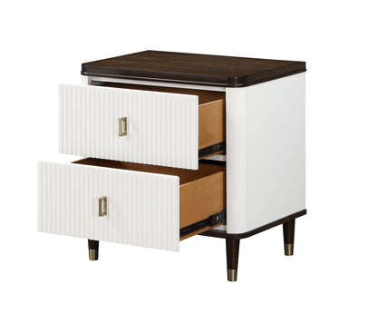 Nightstand With USB, White & Brown Finish by Blak Hom