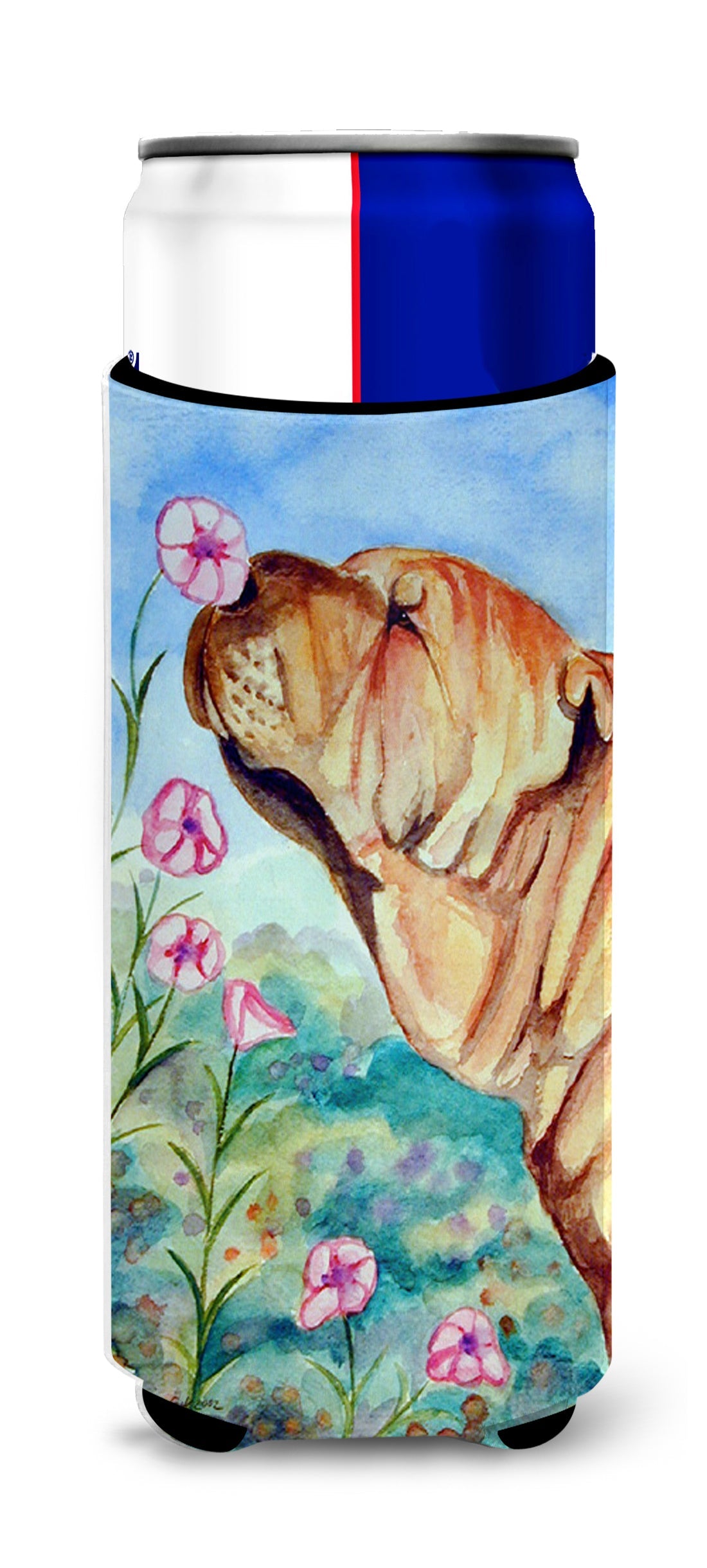 Shar Pei Smell the flowers Ultra Beverage Insulators for slim cans 7105MUK by Caroline's Treasures