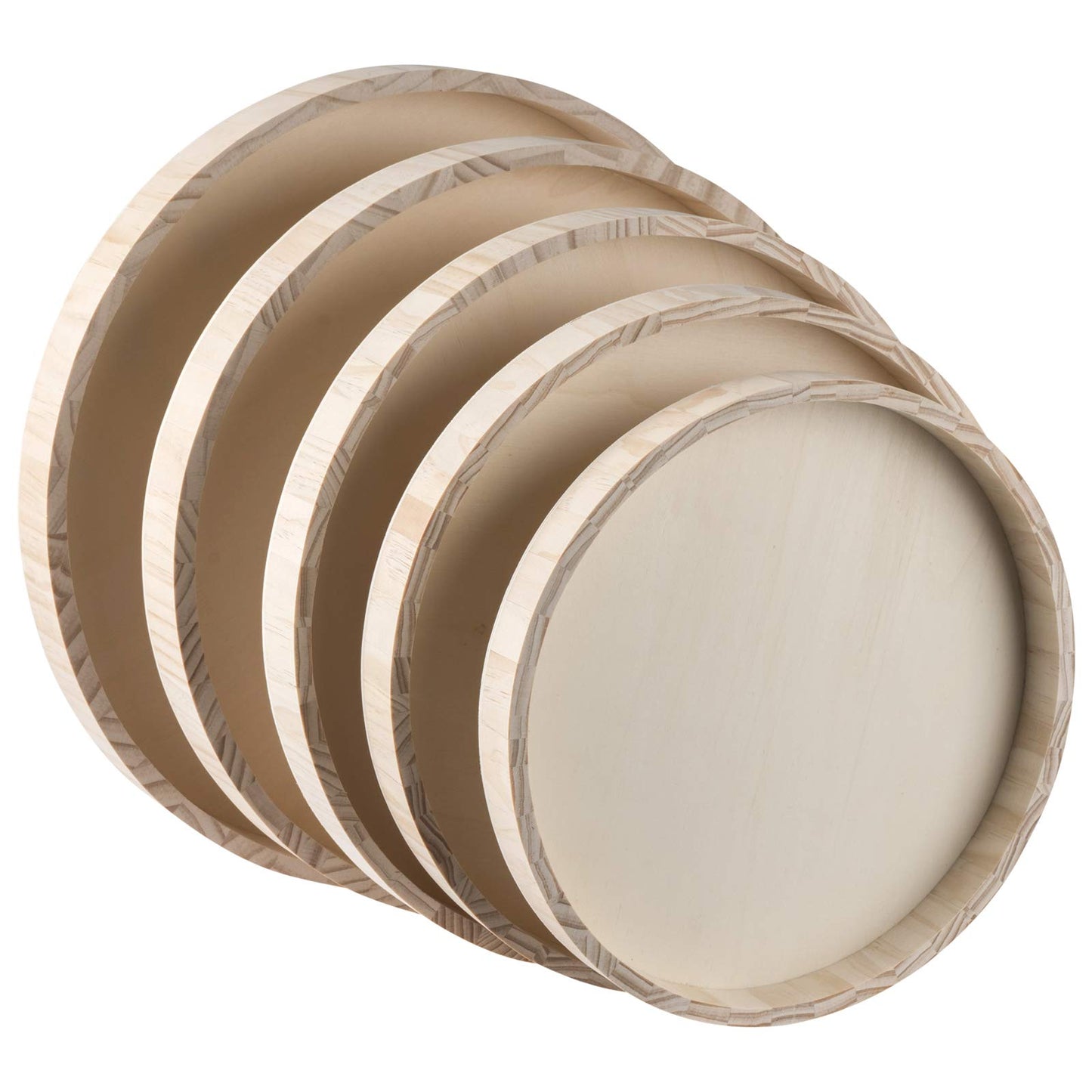 Wooden Nested Serving Trays Five Piece Set Round by Hammont