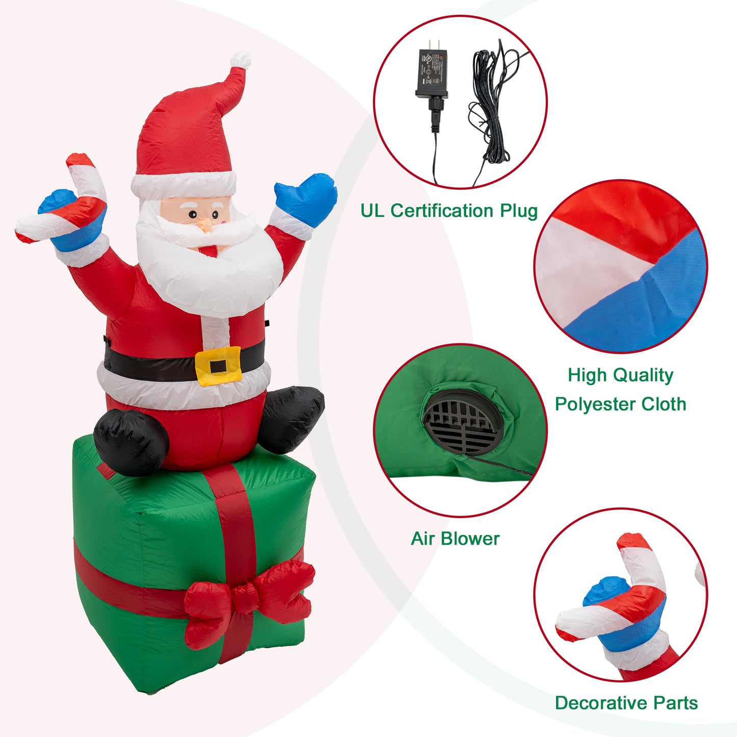 Foot Christmas Inflatable Santa Claus Outdoor Decorations with Build-in LED Lights, Waterproof Xmas Family Inflatable Decor for Yard Lawn Garden Home Party Indoor Outdoor