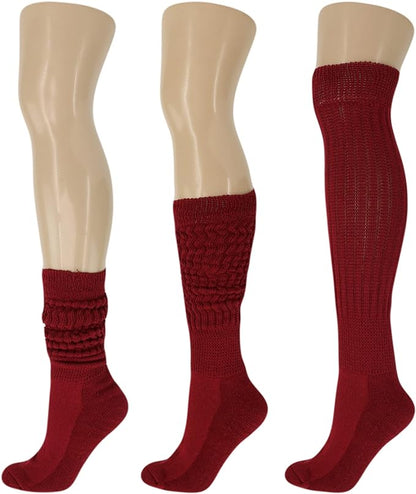 Cotton Slouch Boot Socks for Women Shoe Size 5-10 - 3 Pairs by Mars Outlet Store LLC