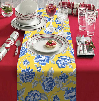 Printed Table Runner - Yellow and Blue by Decozen