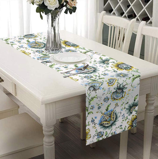 Printed Table Runner - Jaco Blue by Decozen