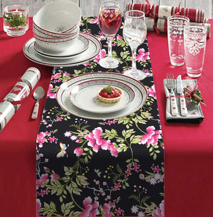 Printed Table Runner - Saku Black by Decozen