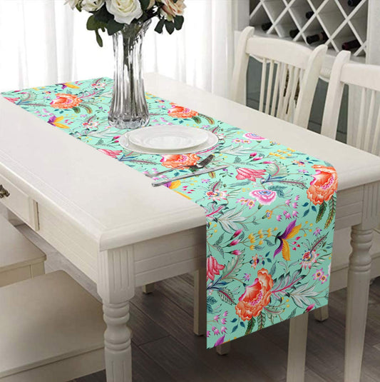 Printed Table Runner - Chintz Green and Pink by Decozen