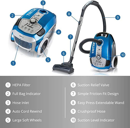 Prolux Tritan Canister Vacuum with Sealed HEPA Filtration and 12 Amp Motor by Prolux Cleaners