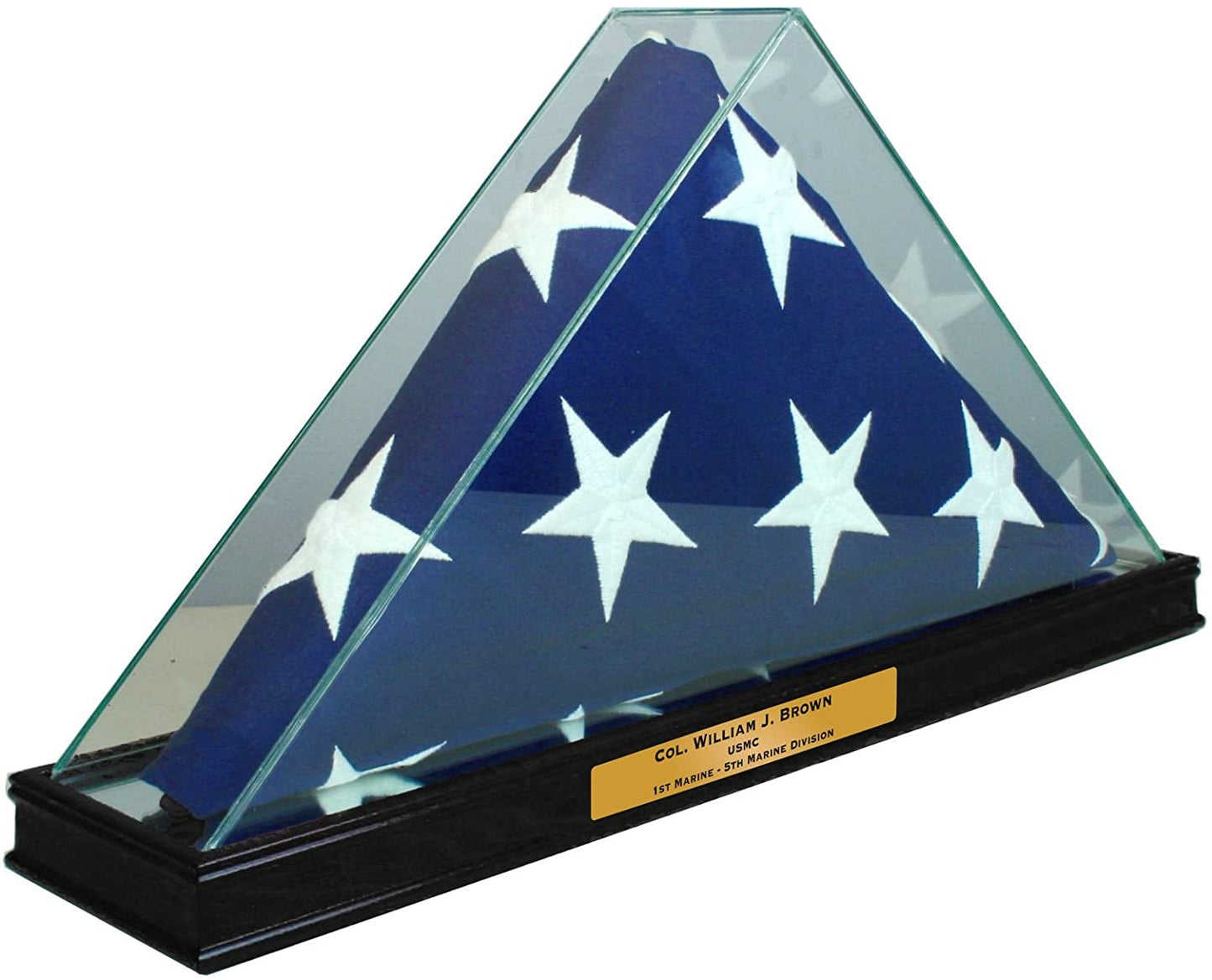 Perfect Cases All Glass Flag Display Case for 9.5' X 5' Flag with Engraving (Black). by The Military Gift Store