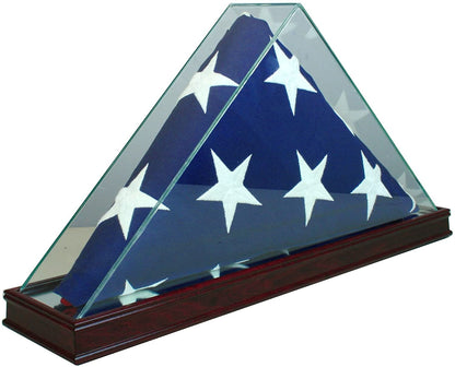 Perfect Cases All Glass Flag Display Case for 9.5' X 5' Flag with Engraving (Black). by The Military Gift Store