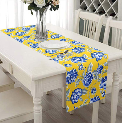 Printed Table Runner - Yellow and Blue by Decozen