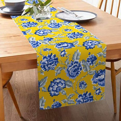 Printed Table Runner - Yellow and Blue by Decozen