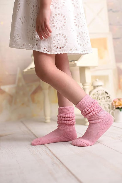 Kids Cotton Knee High Slouch Socks, 3 Pairs, Ages 3-15, Elastic & Breathable by Mars Outlet Store LLC