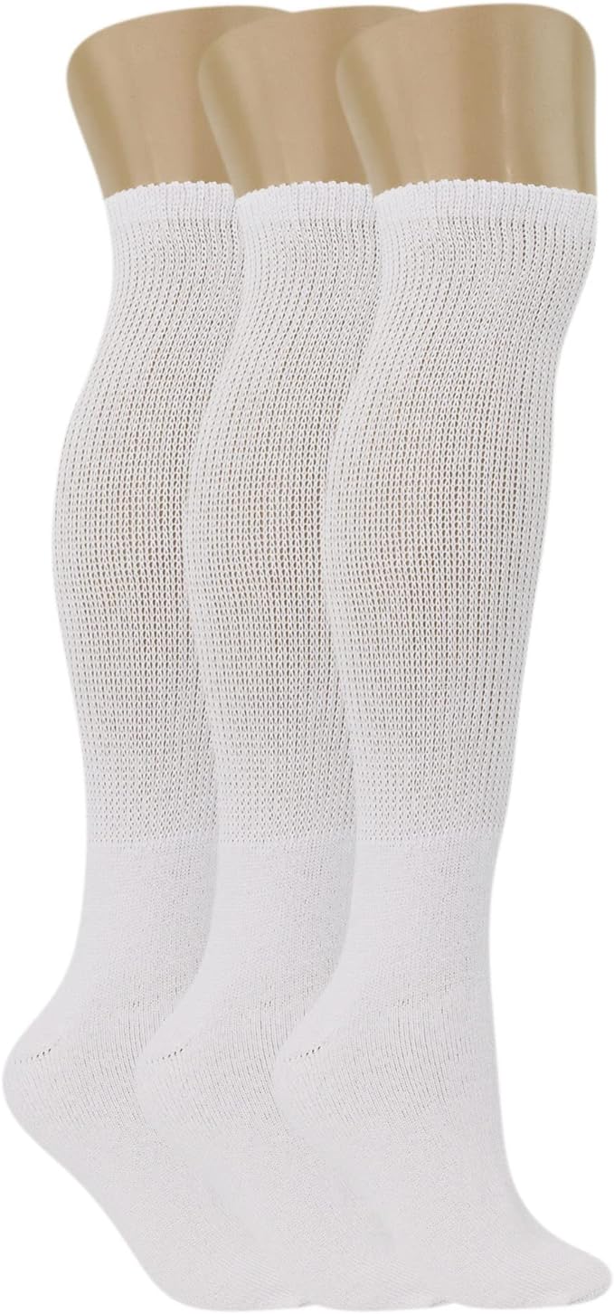 Men's Diabetic Over the Calf Knee Socks, Non-Binding, 3 Pairs, Size 9-11, 10-13, 13-15 by Mars Outlet Store LLC