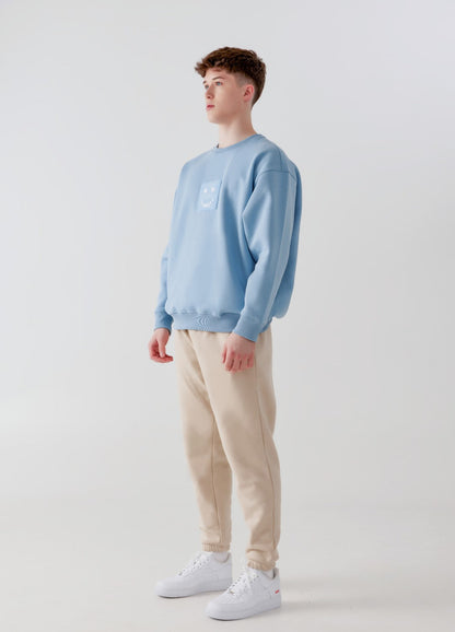 "Pixel" Fog Blue Sweatshirt by Amoo