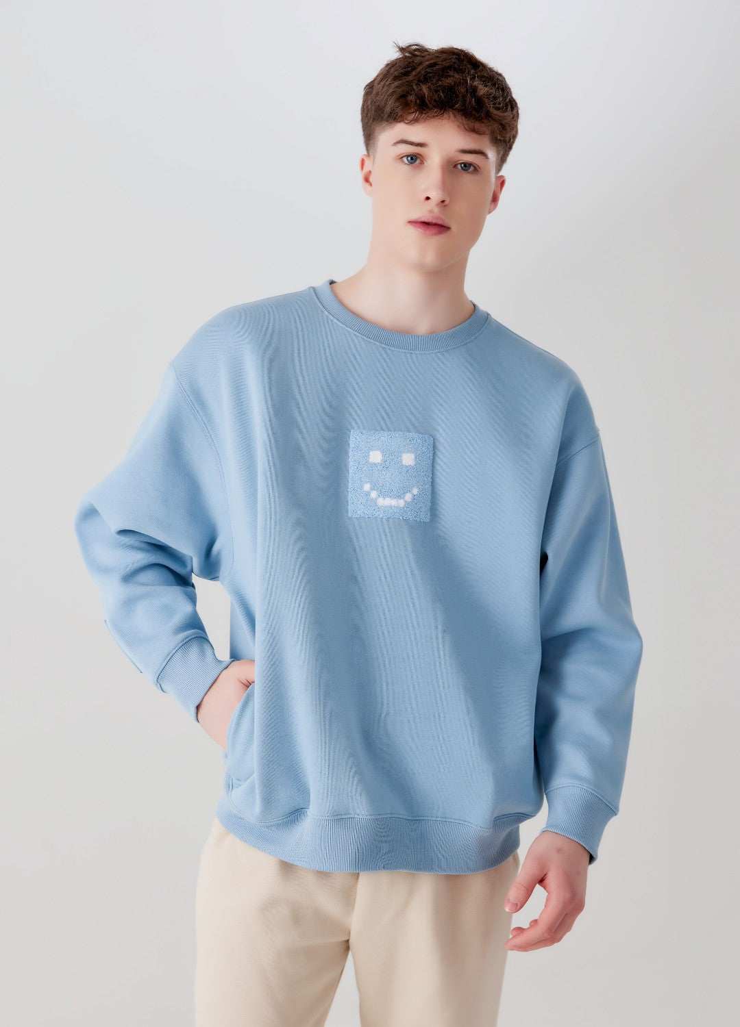 "Pixel" Fog Blue Sweatshirt by Amoo