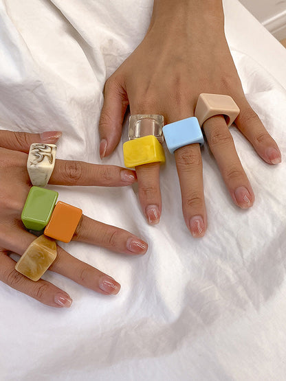 Original Stylish Resin 8 Colors Geometric Ring by migunica