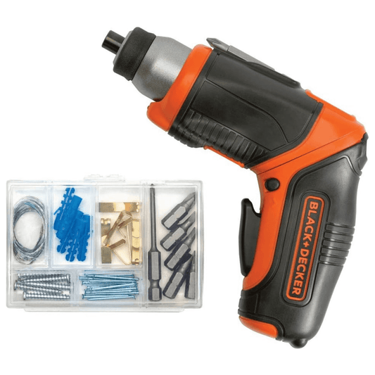 Black & Decker Cordless Rechargeable Pivoting Screwdriver & Picture Hanging Kit by Jupiter Gear Home