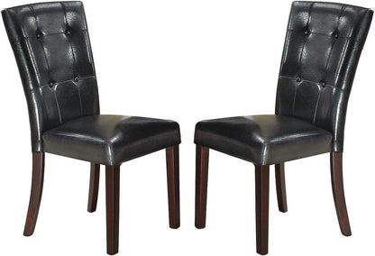 Modern Parson Chairs Black Faux Leather Tufted Set of 2 Side Chairs Dining Seatings