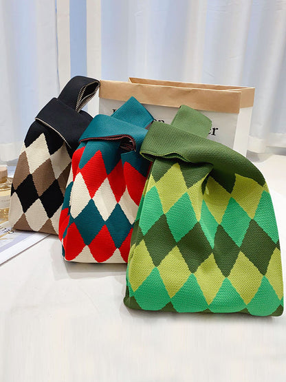 Urban Rhombic Contrast Color Bags Accessories Handbags by migunica