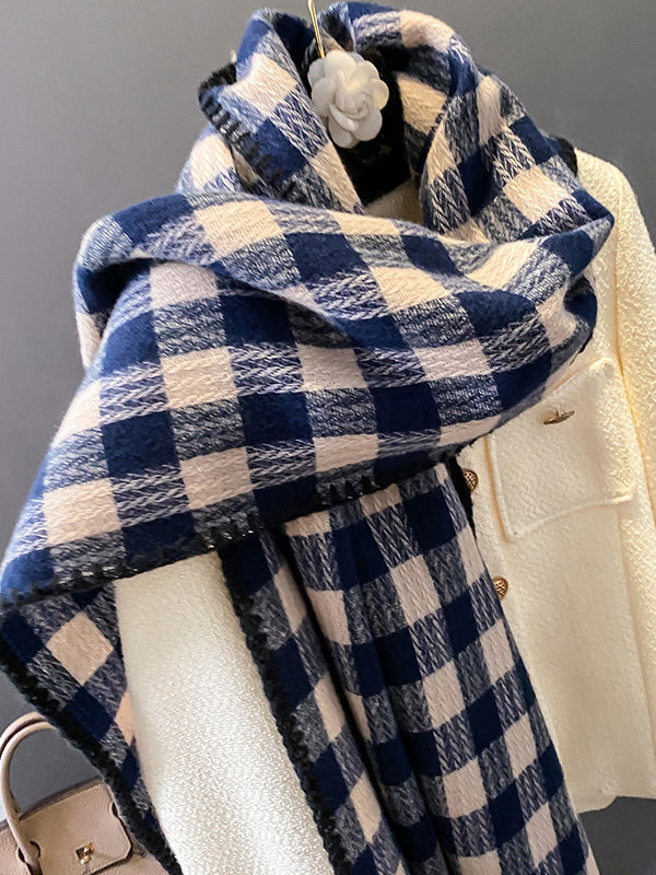 Vintage Imitated Cashmere Plaid Shawl&Scarf by migunica