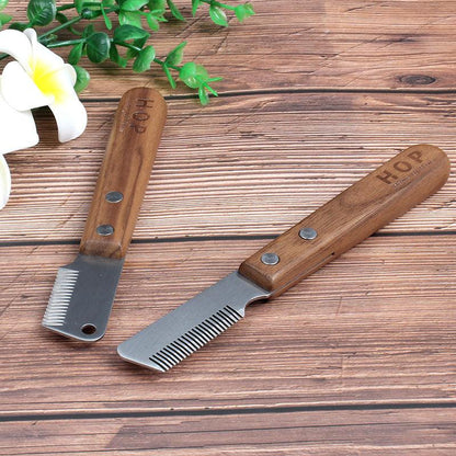 Pet Plucking Knife Comb Wooden Handle Terrier Dog Supplies Pet Shaving Knife Styling Grooming Comb by Dog Hugs Cat