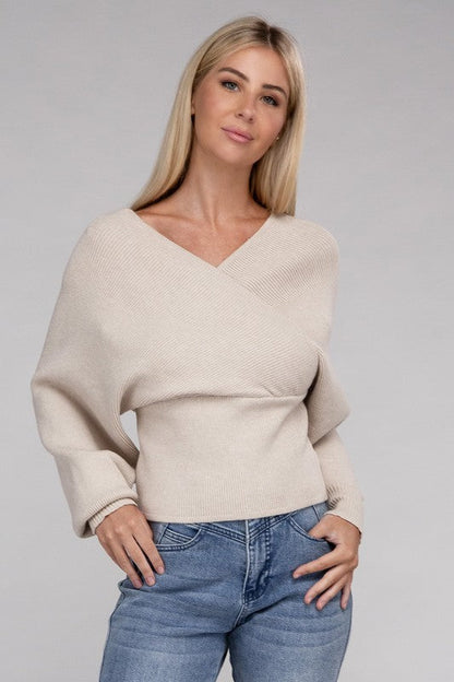 Viscose Cross Wrap Pullover Sweater by BlakWardrob