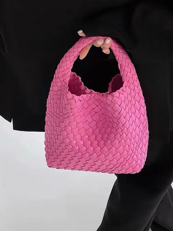 Solid Color Woven Bags Handbags by migunica