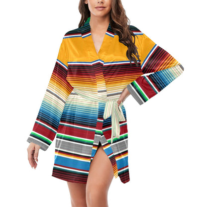 Mustard Serape Women's Belted Satin Feel Dressing Lounge Robe by Baha Ranch Western Wear