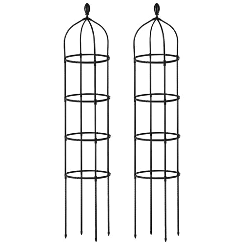 2 Packs Garden Obelisk Trellis 5.9FT Plants Tower for Climbing Plants Flower Vegetable Vine Support Rustproof Garden Plant Trellis Black - Black by VYSN