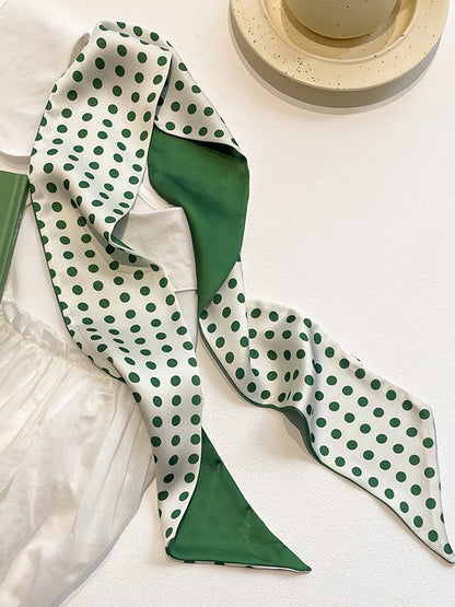 Urban Silk Imitation Polka-Dot Printed Green Scarf by migunica