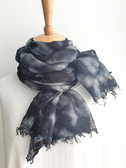 Vintage Tie-Dyed Fringed Scarf by migunica