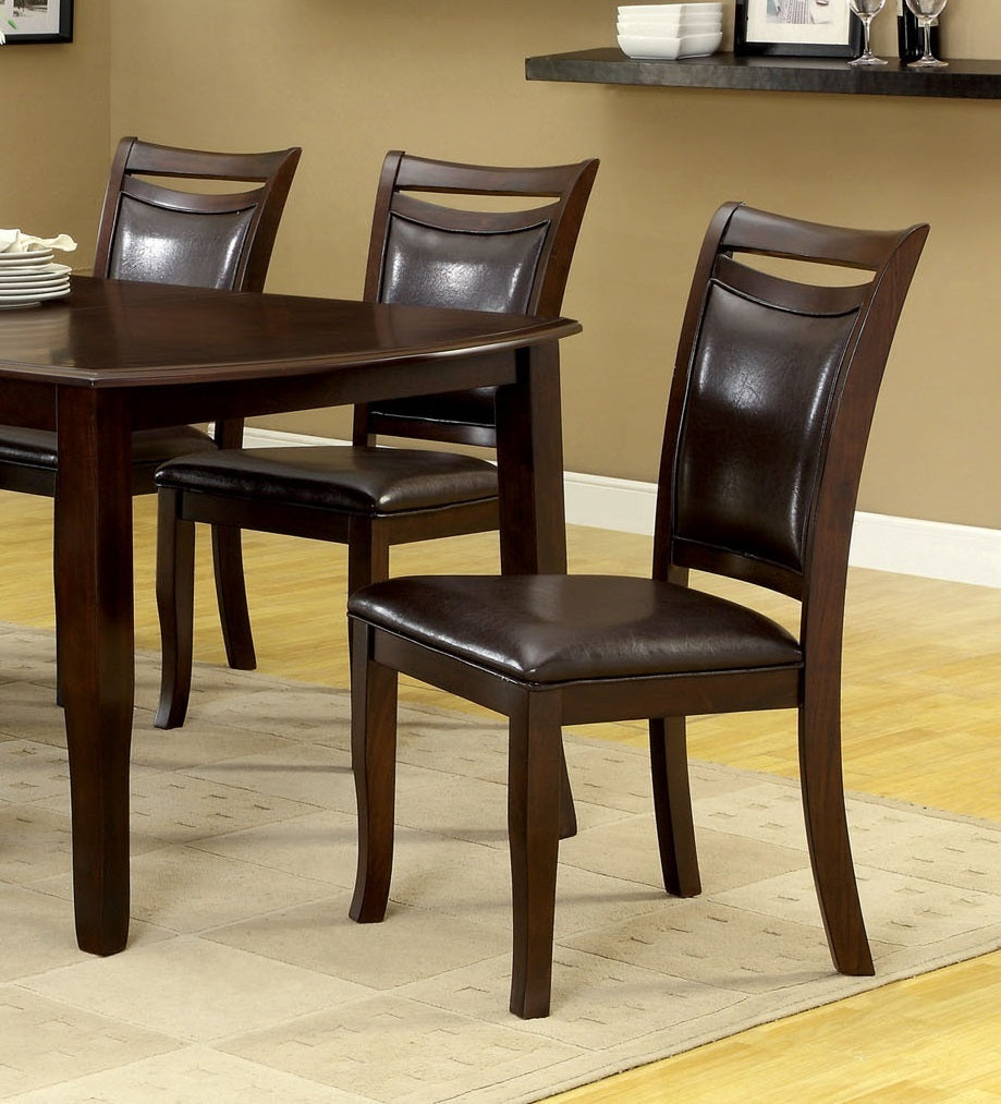 Transitional Dining Room Side Chairs Set of 2 Chairs only Dark Cherry / Espresso Padded Leatherette Seat