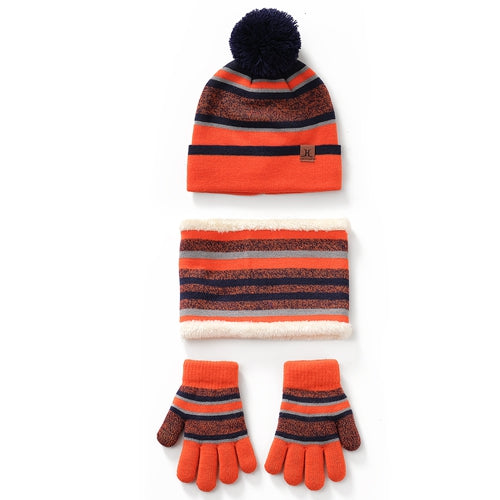 Winter Kids Knitted Hat Scarf Gloves 3Pcs Boys Girls Winter Warm Beanie Hat and Glove Scarf Set Beanie Neck Warmer Mittens for 4-7-Year-Old Kids - Orange by VYSN