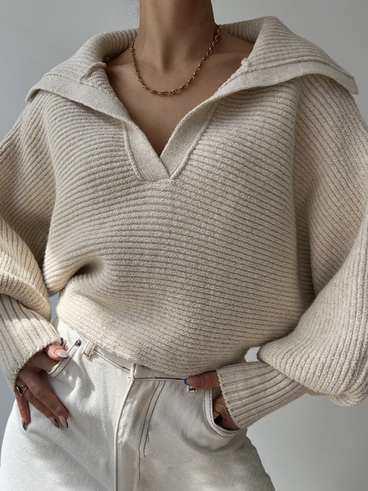 Johnny Collar Long Sleeve Sweater