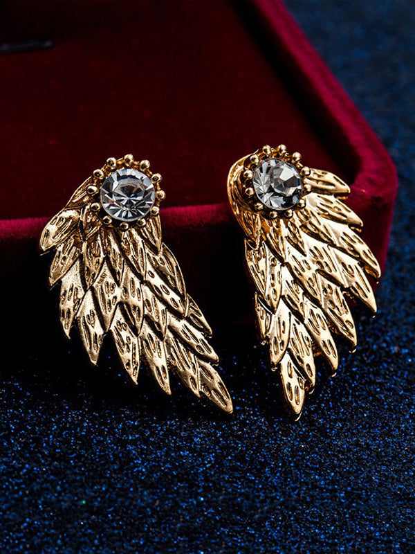 Original Rhinestone Wings Shape Earrings by migunica