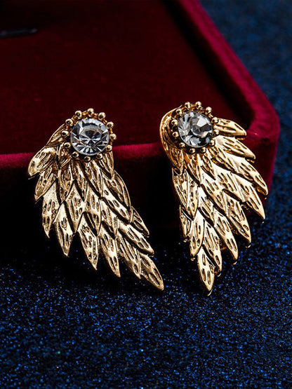 Original Rhinestone Wings Shape Earrings by migunica