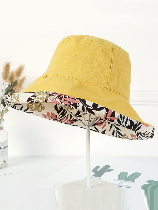 Original Solid&Printing Reversible Foldable Sun-Protection Bucket Hat by migunica