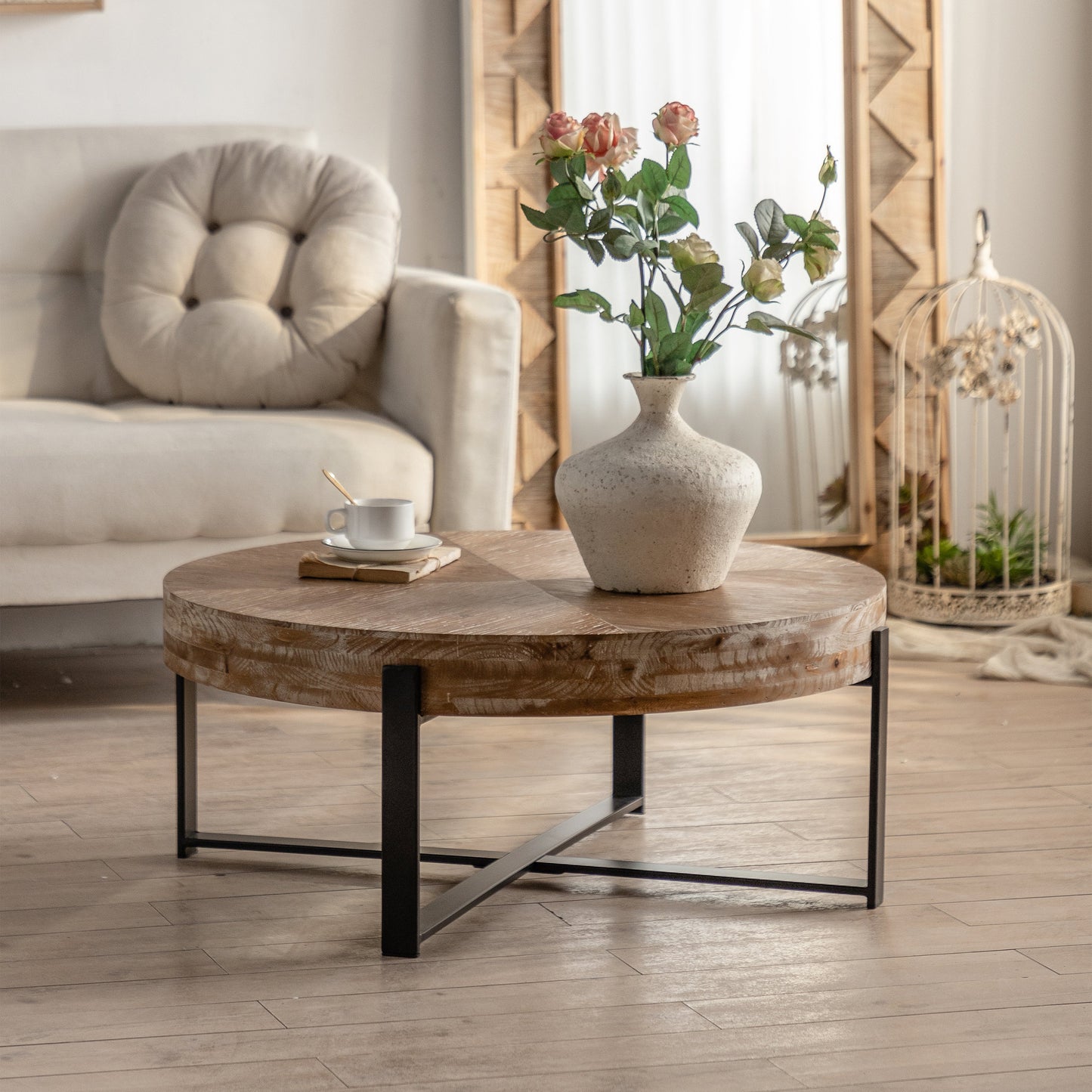 Modern Retro Splicing Round Coffee Table by Blak Hom