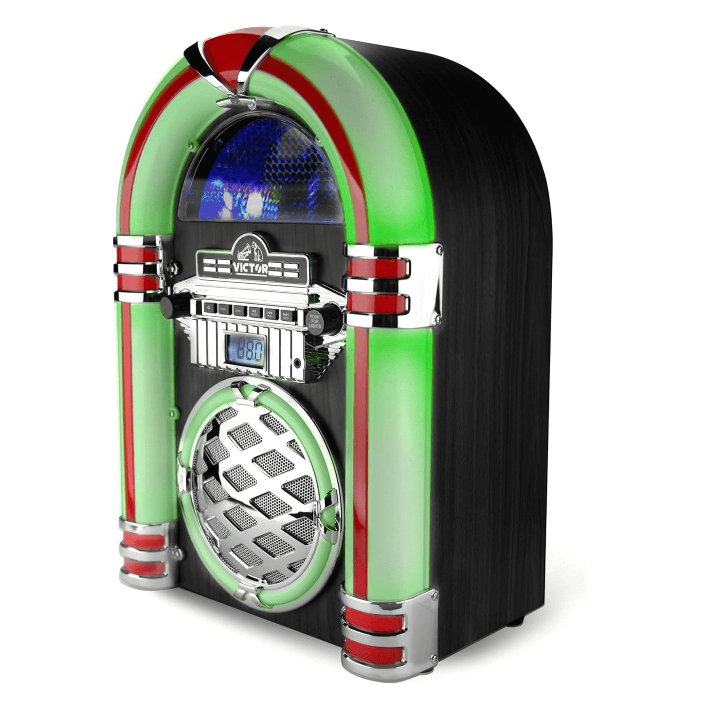 Victor Wilshire Bluetooth Jukebox with Multicolor LED Lighting and FM Radio by Jupiter Gear Home