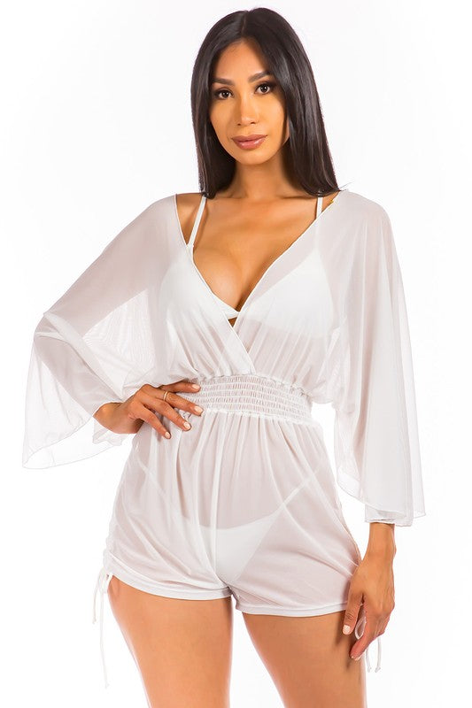 Relaxing light see through cover up romper