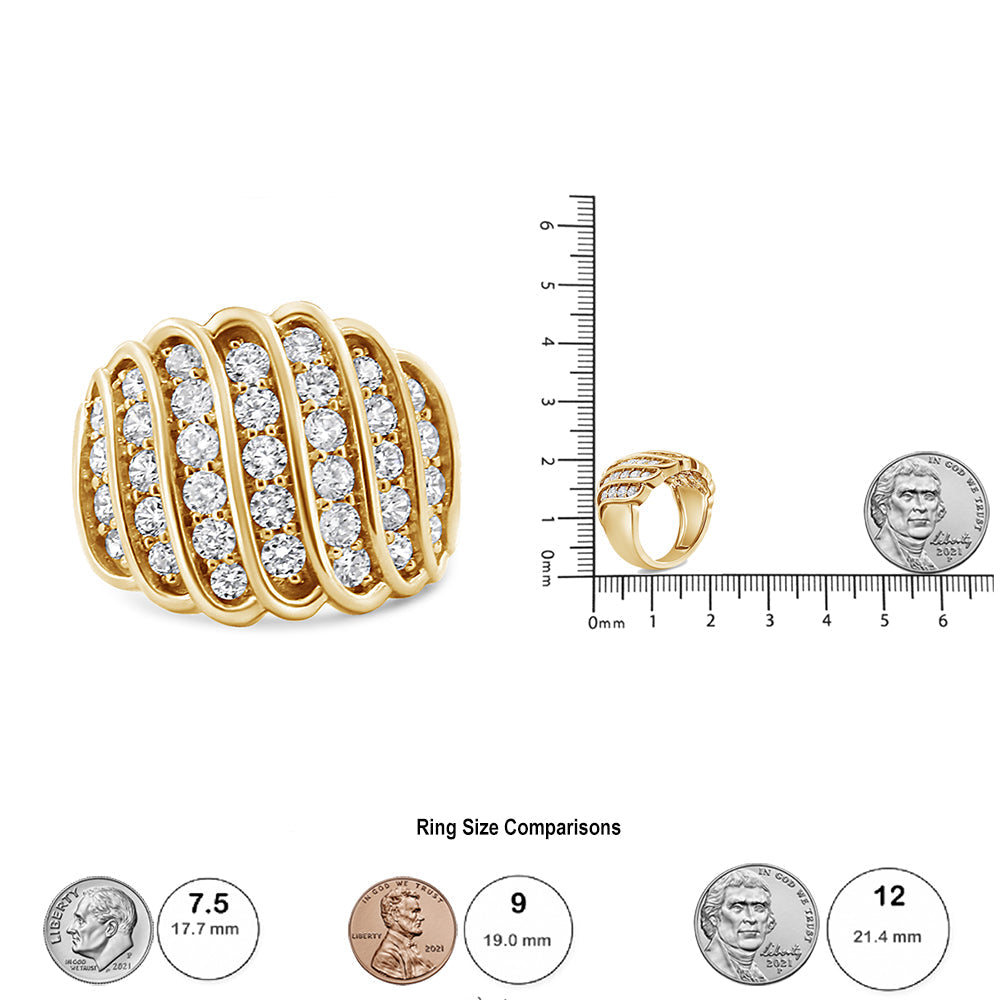 14K Yellow Gold Plated .925 Sterling Silver 2.00 Cttw Diamond Multi Row Band Ring (J-K Color, I1-I2 Clarity) by Infinite Jewels