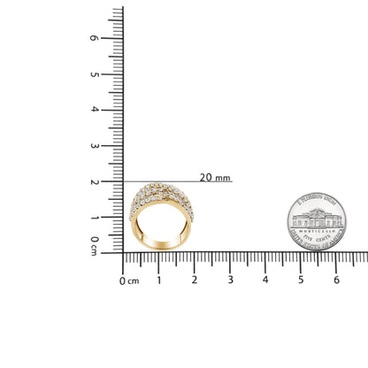 10K Yellow Gold 3.0 Cttw Diamond Eight-Row Bypass Crossover Statement Band Ring (H-I Color, I2-I3 Clarity) by Infinite Jewels