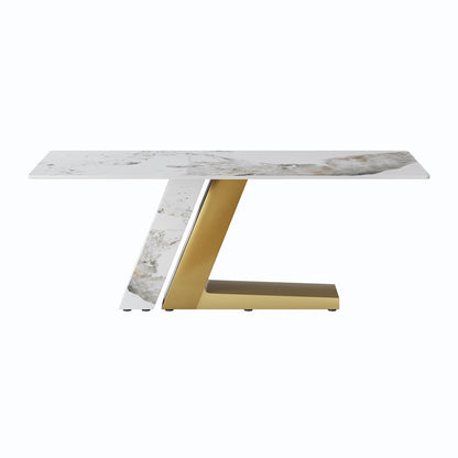 Modern Stone Pandora Straight Panel Dining Table by Blak Hom